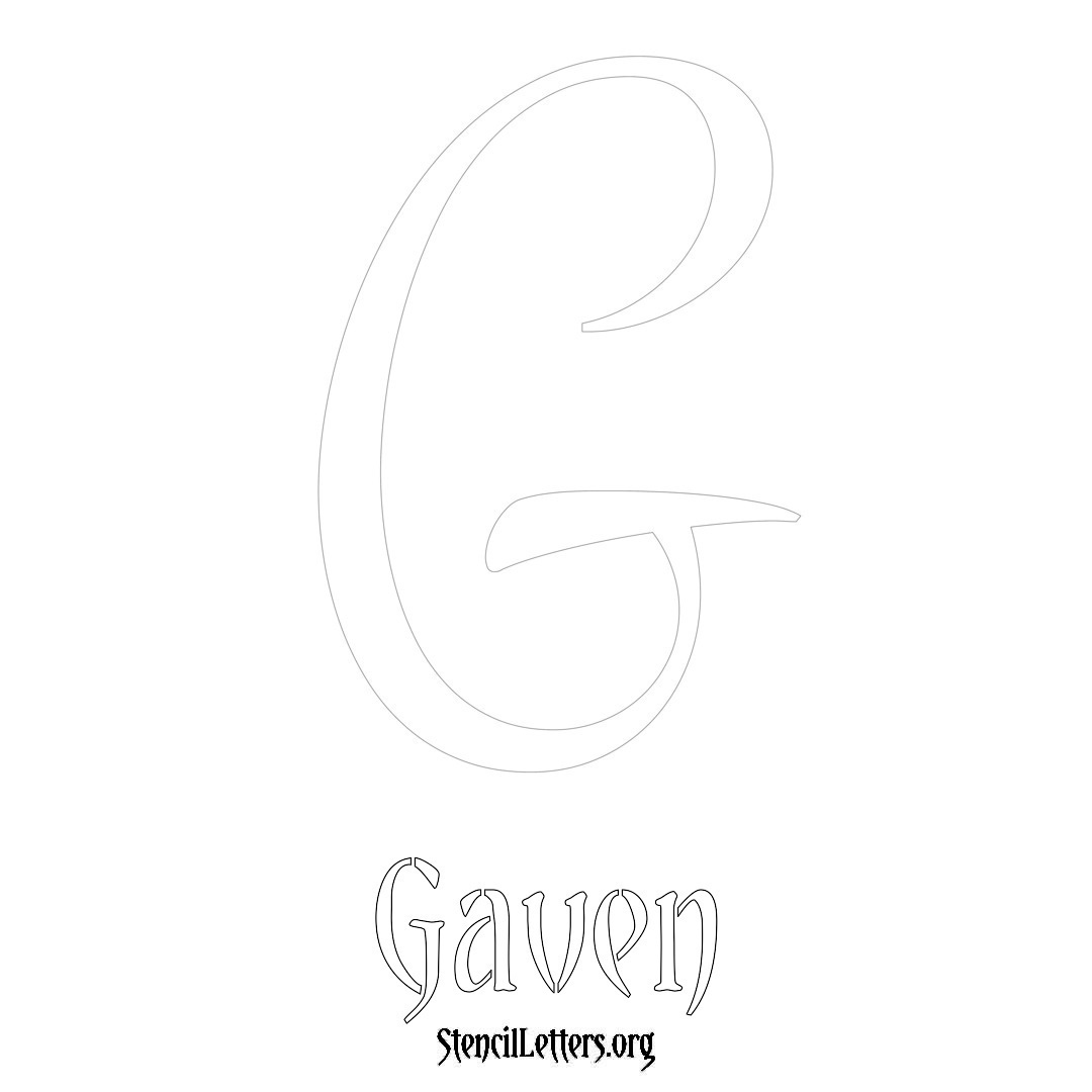 Gaven printable name initial stencil in Vintage Brush Lettering