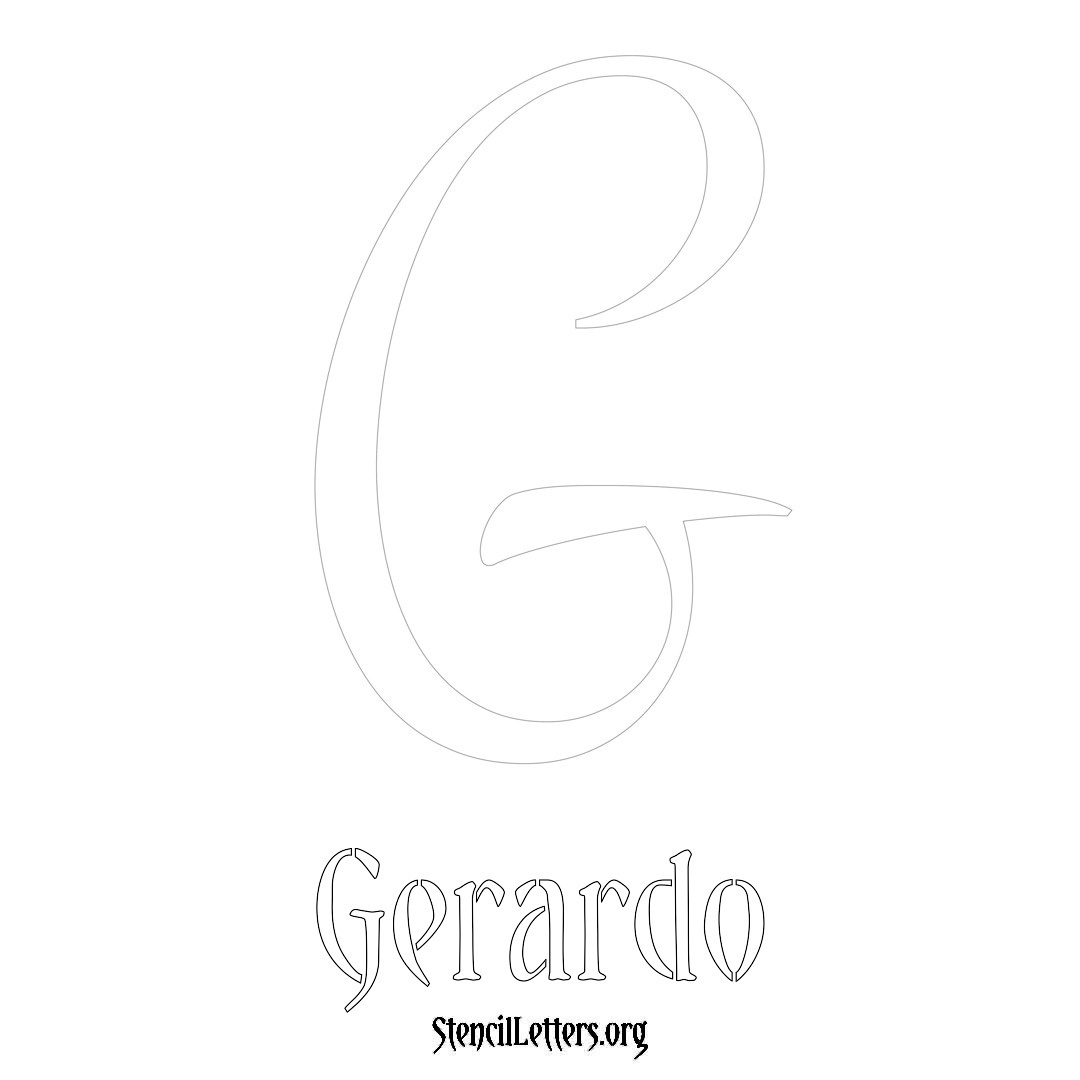 Gerardo printable name initial stencil in Vintage Brush Lettering