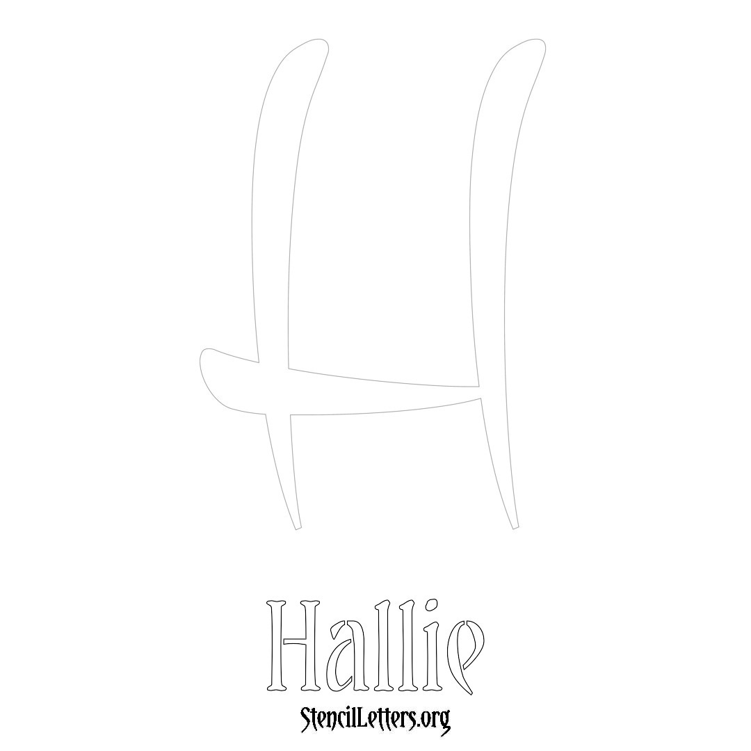 Hallie printable name initial stencil in Vintage Brush Lettering