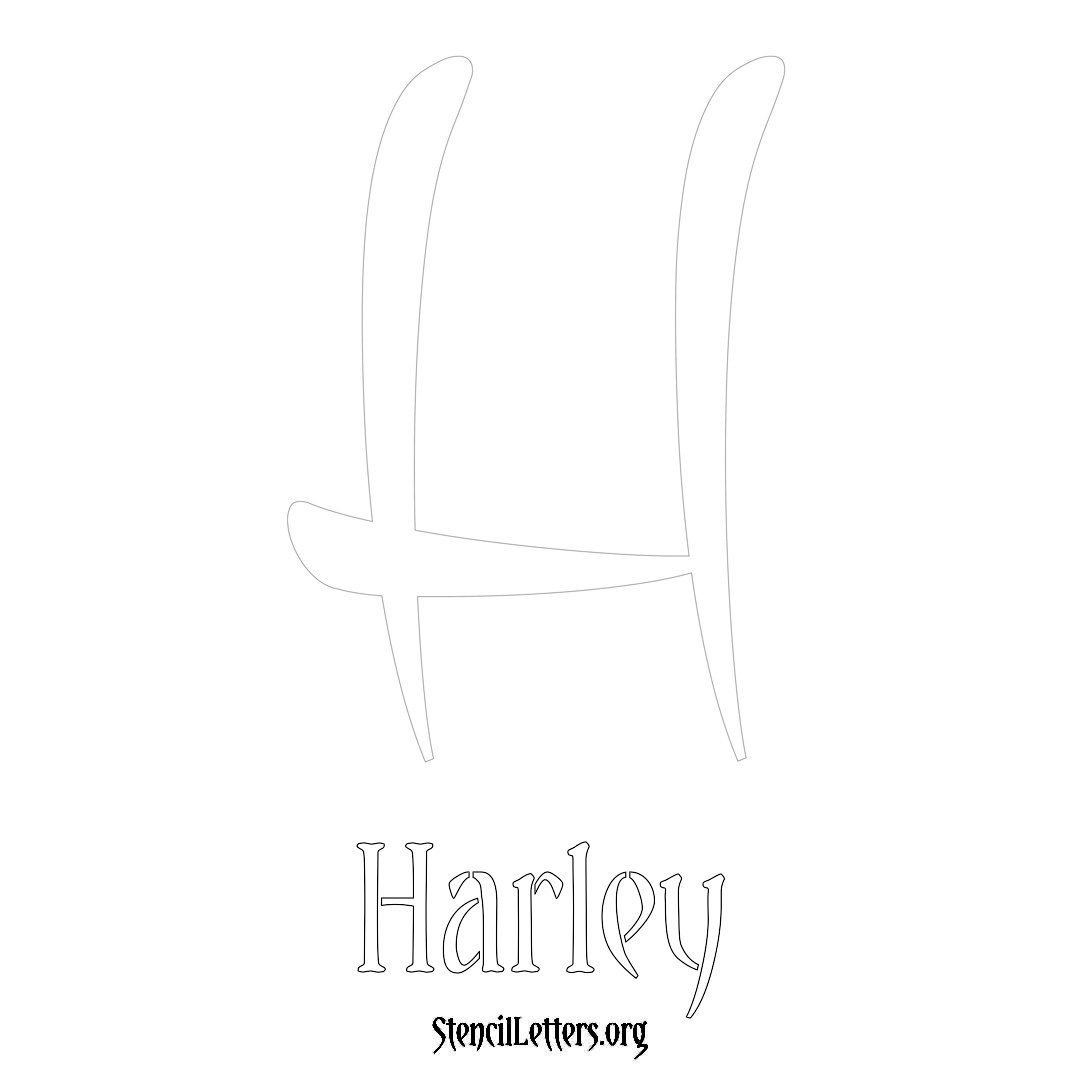 Harley printable name initial stencil in Vintage Brush Lettering