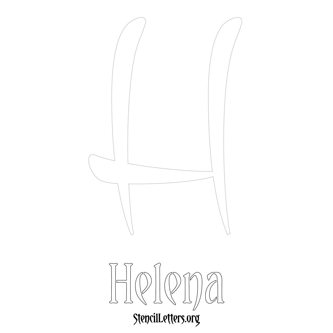 Helena printable name initial stencil in Vintage Brush Lettering
