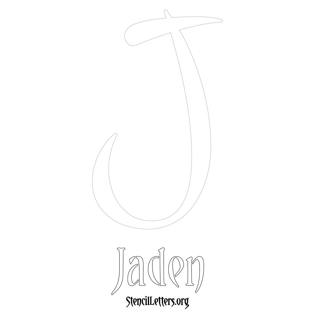 Jaden printable name initial stencil in Vintage Brush Lettering