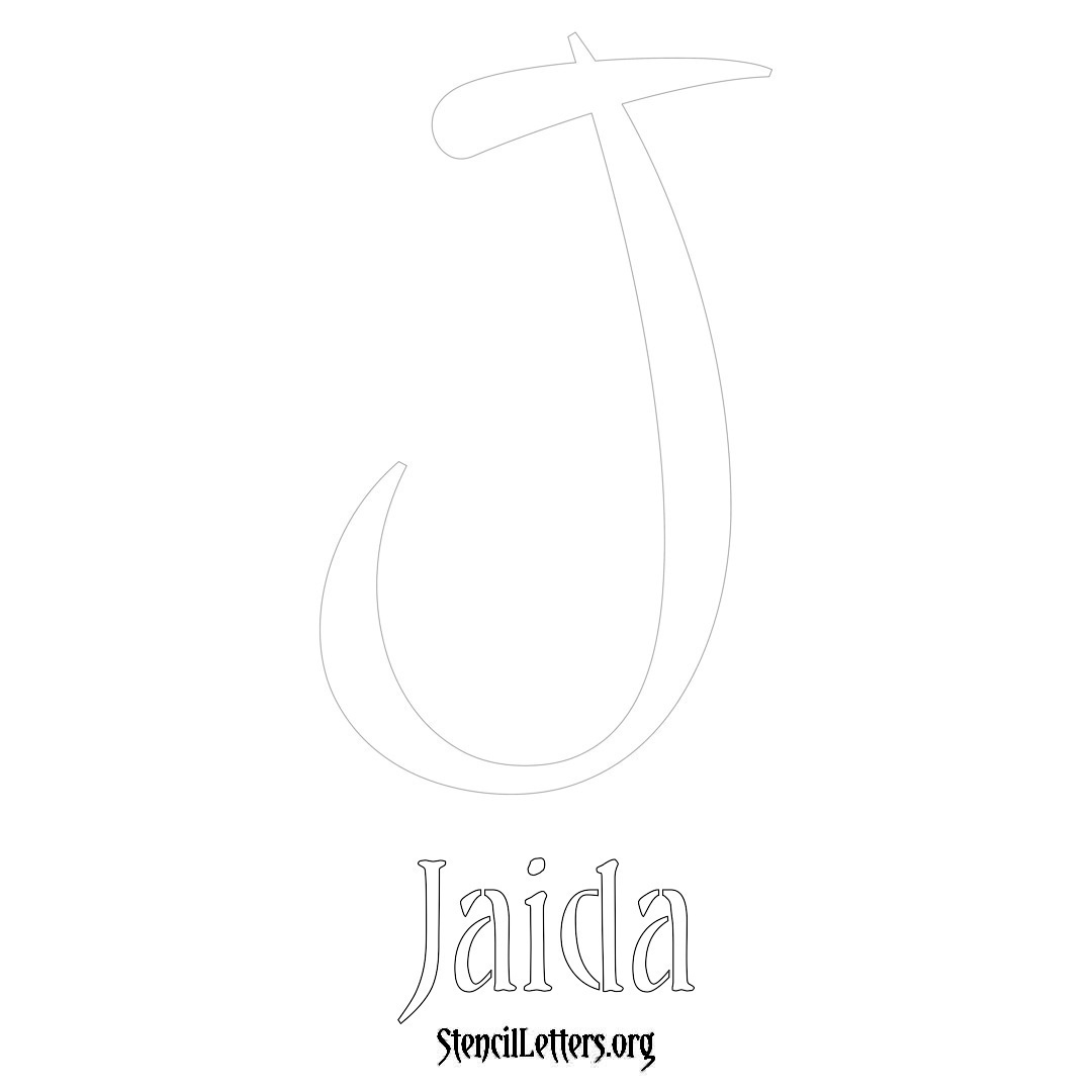 Jaida printable name initial stencil in Vintage Brush Lettering