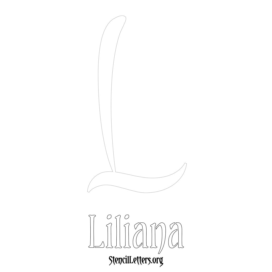 Liliana printable name initial stencil in Vintage Brush Lettering
