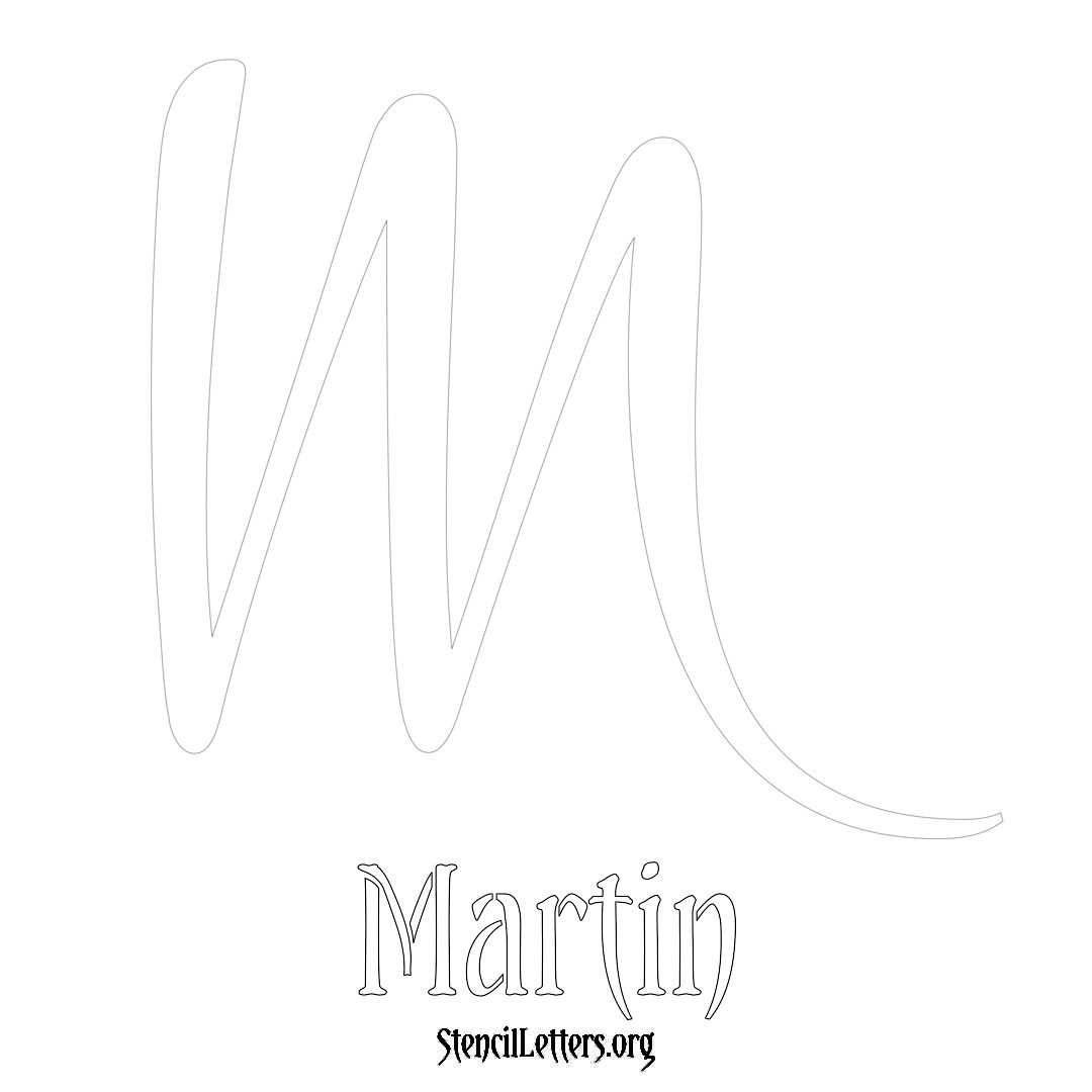 Martin printable name initial stencil in Vintage Brush Lettering