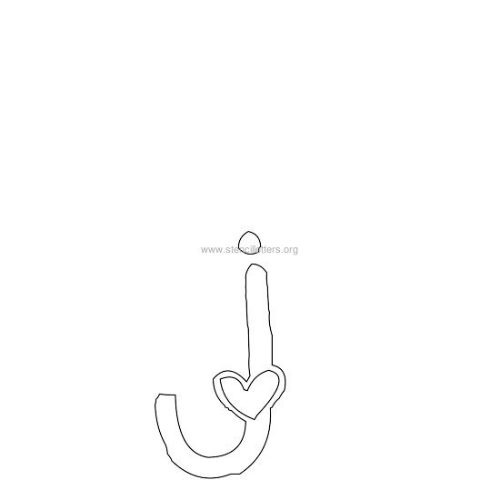 heart design stencil letter j