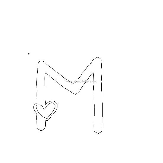 heart design stencil letter m