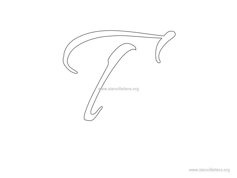 cursive wall stencil letter t