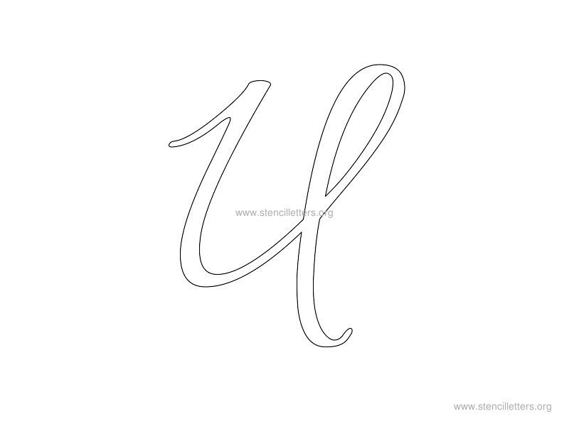 cursive wall stencil letter u