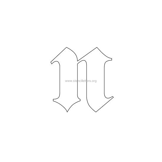 lowercase old-english wall stencil letter n