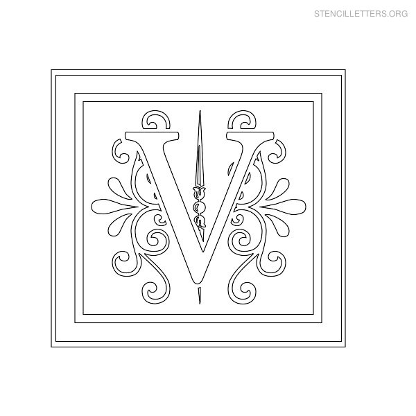 Stencil Letter Decorative V
